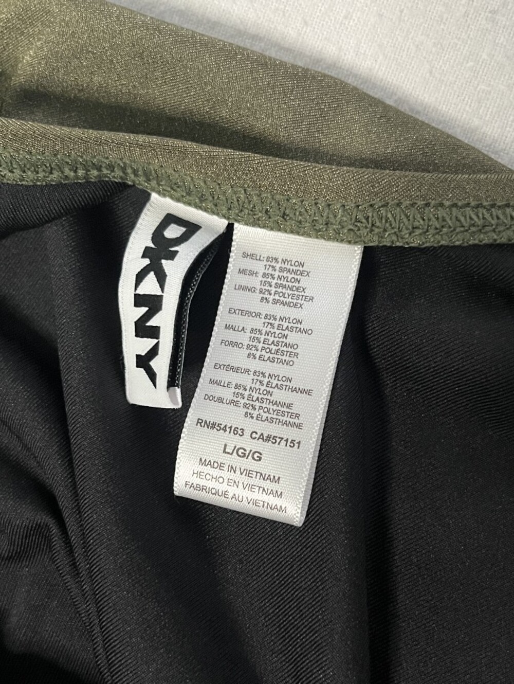 DKNY Olive Green Twist Key Hole Large One-Piece Swimsuit - Picture 4 of 6